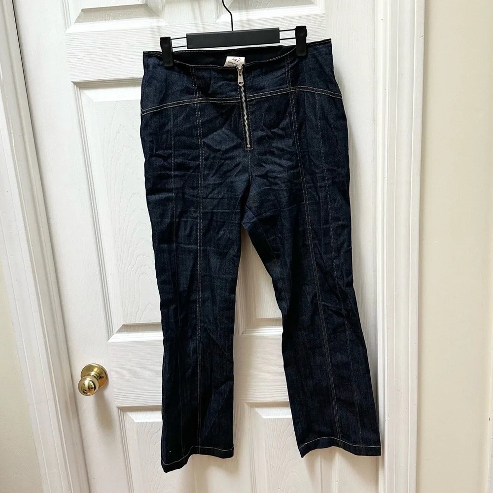 Cinq à Sept Loren Flare Leg Crop Denim Pants dark blue jeans 12 - Picture 2 of 10